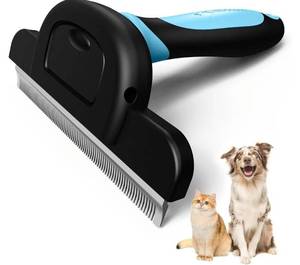 lot 63635 image: Long Hair Pet Grooming Brush, Deshedding Tool for Medium and Large Dogs & Cats, Effectively Reduces Shedding by up to 95% for Pet Hair, Blue - Retail $16