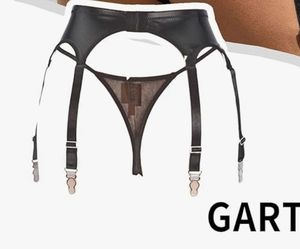 lot 63636 image: Womens Garter Belt Sexy Suspenders Black Plus Size Thigh High Garters with 6 Metal Clips for Stockings, 2XL - Retail $15