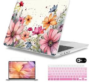 lot 63640 image: Case for M5 MacBook Pro 14 inch 2026 Model A3427 A3426 Fit 2025-2021 Model A3434 A3112 M4 A3112 A3401 A3185 M3 A2918 A2992 M2 A2779 M1 A2442 ProMax Cover for MacBook Pro 14, Colorful Floral - Retail $27