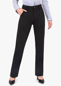 lot 63641 image: Dress Pants Women Work Business Pants Tummy Control Office Straight Leg Trousers High Waisted Ladies Slacks, XL, Regular 31 inseam, black - Retail $40
