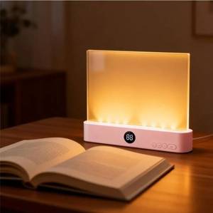 lot 63652 image: Book Lights for Reading at Night, Smart LED Reading Light, Flat Book Light, Rechargeable LED Clear Full Page Reading Light with 2 Colors & Timer, Dimmable Panel Plate Lamp for Readers Lovers (Pink) - Retail $21