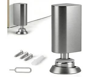 lot 63658 image: Upgraded Magnetic Door Stoppers, Retractable Bottom Door Holder, No-Drill Invisible Doorstops, Heavy-Duty Windproof Doors Wedge Stopper with Screws and Adhesive Pads (Brushed Nickel) - Retail $16