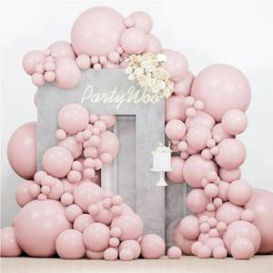 lot 63663 image: PartyWoo Baby Pink Balloons 140pcs Different Sizes of 18 12 10 5 Inch Pastel Light Pale Pink Balloon Arch Kit for Baby Shower Gender Reveal Wedding Princess Birthday Party Decorations Pink-Q18 - Retail $10