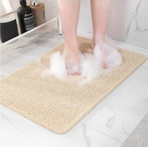 lot 63666 image: Non Slip Bathtub Mat, Anti Slip Shower Mat, Quick Drying Bath Tub Mats, Foot Scrubber Mat, Anti Slip Mat for Tub, Floor, Bathroom, Home, Kitchen, Hotel (Beige 32x17) - Retail $28