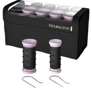 lot 63668 image: Remington Compact Ceramic Dual Voltage Hot Rollers for Long and Short Hair, Hair Setters, Hair Curlers, 1-1 � PurpleBlack, 10 Piece Set - Retail $21