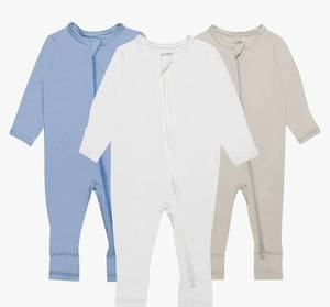 lot 63681 image: Baby Pajamas with Mitten Cuffs - 3Pcs Girls Boys 2 Way Zipper Long Sleeve Rayon Sleepers, 18-24m - Retail $40