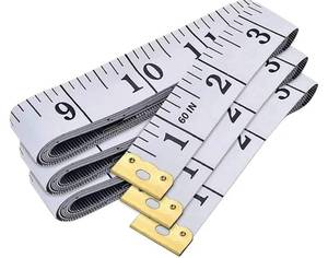 lot 63695 image: 3-Pack Tape Measure Body Double Scale Soft Measuring Tape 60inch (150cm), Flexible Sewing Cloth Craft Fabric Ruler for Body Measurements & Weight Loss, Accurate & Easy to Read Large Clearly Numbers - Retail $9