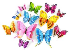 lot 63697 image: 3D Butterfly Wall Decor, 24 Pcs Double Layer Butterfly Decorations for Party Decorations Locker Decor Refrigerator Decal, Reusable (Colorful) - Retail $6