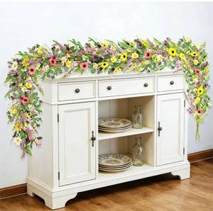 lot 63704 image: 6.5 Ft Spring Summer Flower Vine Garlands Artificial Wildflower Wisteria Lavender Daisy Garland Not Withering Floral Wreath Garland All Year Round Home Decor for Indoor Outdoor Home Wedding Arch - Retail $26