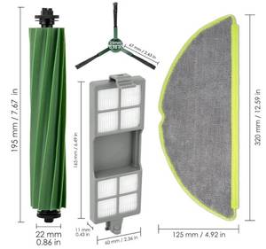 lot 63724 image: 7 Pack, 205 DustCompactor Vac Replacement Parts Compatible with iRobot 205 DustCompactor Vac Robot Vacuum, 1 Roller Brush, 2 Mop Pads, 2 Side Brushes, 2 HEPA Filters - Retail $19