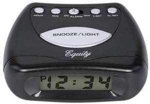 lot 63729 image: Equity 31003 LCD Snooze Alarm Clock, Black - Retail $11