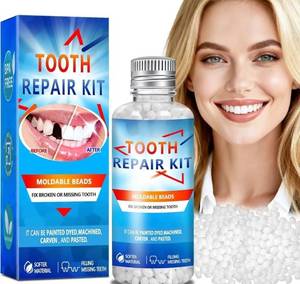 lot 63731 image: Tooth Repair Kit, Moldable False Teeth Beads, DIY Temporary Tooth Replacement Kit, Suitable for Missing, Broken and Chipped Teeth, Tooth Repair Beads Make You Smile Confidently-1PCS - Retail $10
