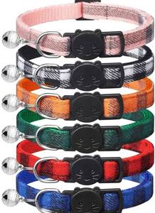 lot 63745 image: 6 Pack Classic Plaid Cat Collars with Bells - Breakaway Kitten Collar and Adjustable 6-9 in,Cute Kitty Collar for Girl Boy Cats,Pet Gifts,Accessories,Supplies,Stuff - Retail $6