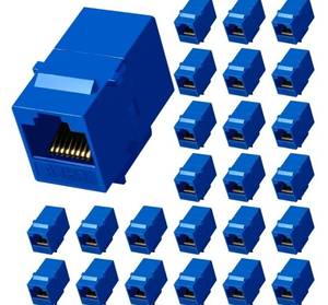 lot 63747 image: Cat6 RJ45 Keystone Coupler 25-Pack, Ethernet Coupler Female to Female, Ethernet Cable Extender UTP Inline Cat6 Keystone Jacks for Wall Plates & Patch Panels Blue - Retail $19