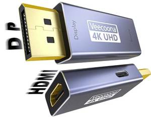 lot 63748 image: HDMI to DisplayPort Adapter Uni-Directional (4K60Hz1080P120Hz)  HDMI (Source) 2.0 Female to DP (Display) 1.2 Male Converter Compatible with Laptop, AMD, NVIDIA, PS5, Xbox and More - 1 Pack - Retail $22