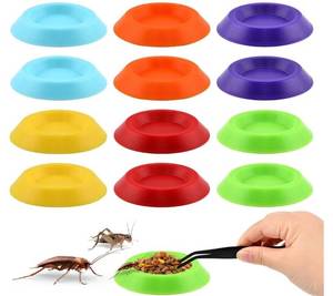 lot 63759 image: 12pcs Dubia Roaches Feeder Bowls, Colorful Isopods Feeder Bowls with Tweezer - Tiny Feeding Dishes for Dubia Roaches, Springtails, Dwarf Invertebrates, Terrariums & Enclosures - Retail $7