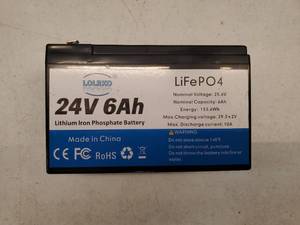 lot 63762 image: 24V 6Ah LiFePO4 Lithium Iron Phosphate Battery - Retail $35