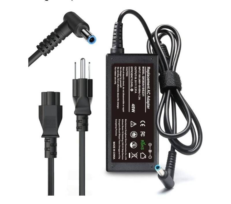 lot 57594 image: 45W Laptop Charger for HP Laptop Computer,19.5V 2.31A Smart Blue Tip Power Adapter for HP Pavilion x360,Envy 11 13 15,EliteBook 840 G3 G5,Chromebook,Spectre,Stream 11 13 14 ProBook Notebook AC Adapter - Retail $28