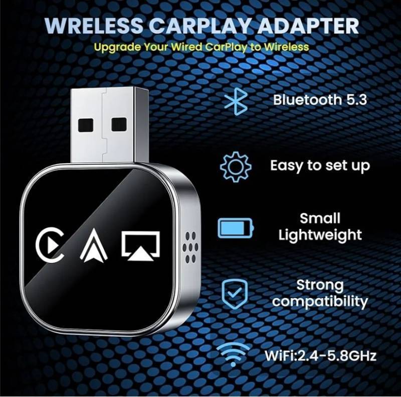 lot 57623 image: Wireless Carplay Adapter Screen Mirroring Adapter for Car Mirror Phone to Car Screen 2026 Auto Linker Pro 3 in 1 Bluetooth USB Apple Carplay and Android Auto Watch Tv Airplay Smart Box - Retail $43