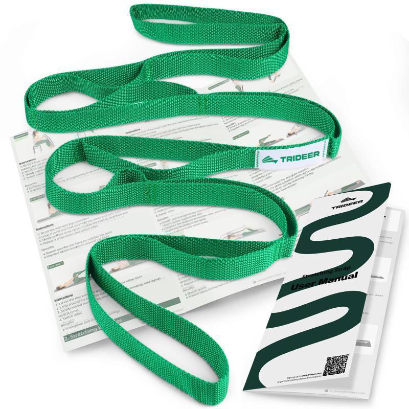 lot 72598 image: Stretching Strap with Loops & Leg Lifter, Non-Elastic PT-Style Physical Therapy Strap for Knee Replacement Rehab, Hamstring, Calf & Back Stretcher Mobility, Hip, Shoulder & Yoga - Retail $10