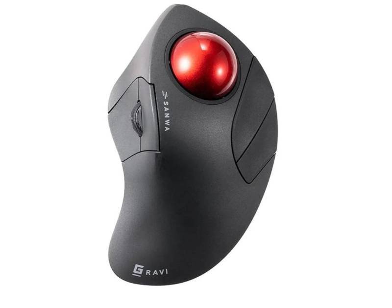 lot 72631 image: Bluetooth 5.1  2.4 G Wireless Ergonomic Trackball Mouse, Finger Control Roller Ball Mouse, 3 Device Switch, Silent Programmable Buttons, 100016002400 DPl, Compatible with PC, Windows, MacOS - Retail $25