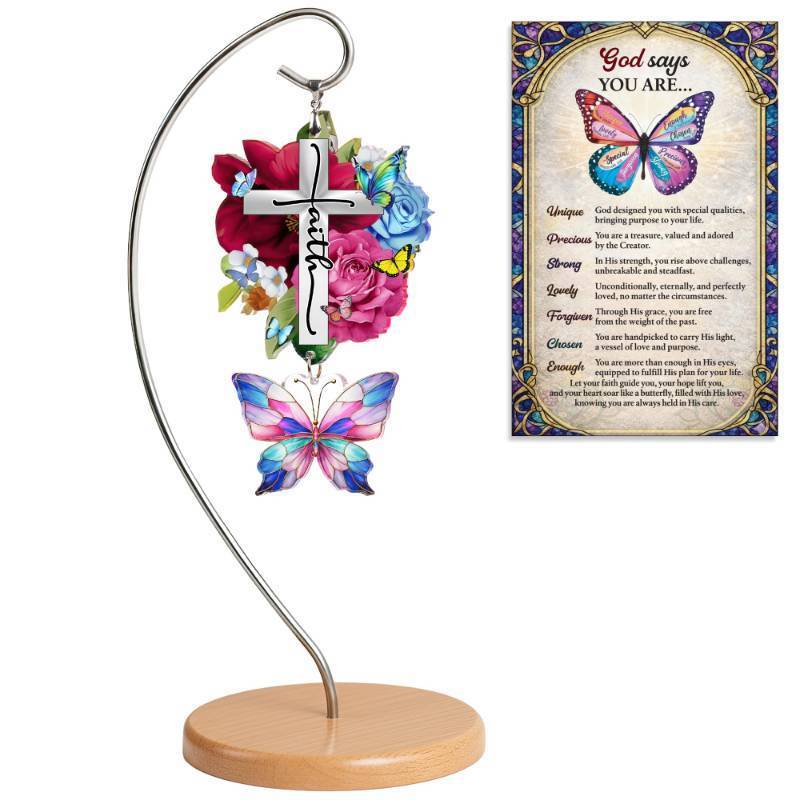 lot 72596 image: Wood Cross Decor - Tap For Daily Bible Verse - Easter Religious Gifts For Women, Men, Mom, Dad, Decorative Standing Cross Christian Mothers Day Gifts, Hanging Jesus Faith Spiritual Decoration - Retail $13