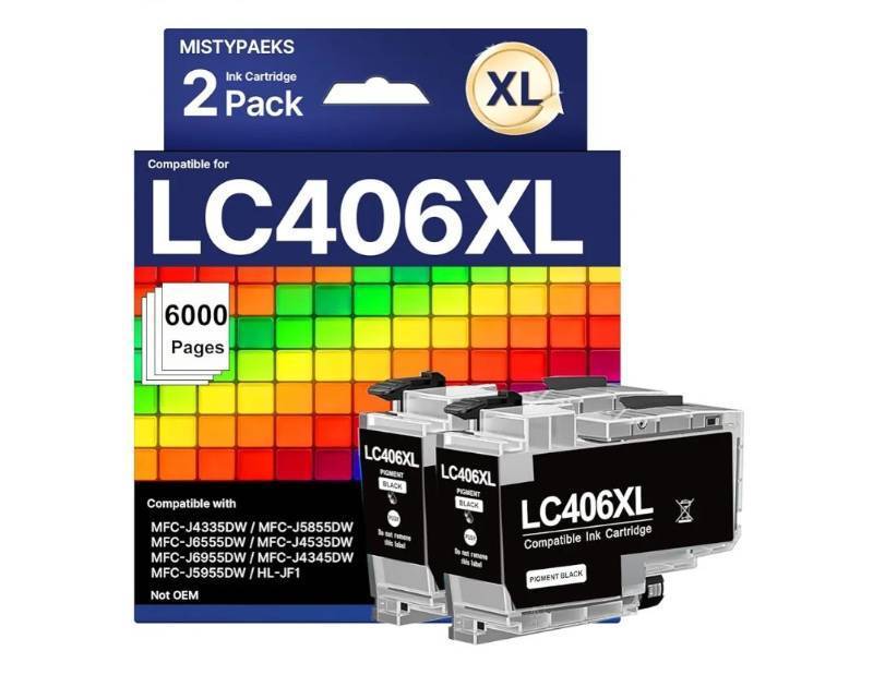 lot 72625 image: 2 Pack LC406XL Black Ink Compatible for Brother LC406 Ink Cartridges LC406 Ink Cartridges for Brother Printer Compatible with MFC-J4535DW MFC-J4335DW MFC-J5855DW MFC-J6555DW MFC-J6955DW - Retail $15