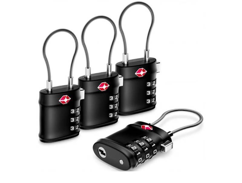 lot 72699 image: TSA Approved Combination Luggage Locks 4 Pack Black - Retail $15