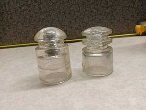 lot 302 image: Clear Glass Telegraph Insulators - H-MING PAT 14-40 and G.S.O. - Set of 2