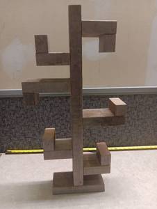 lot 317 image: Abstract Wood Block Sculpture on Base