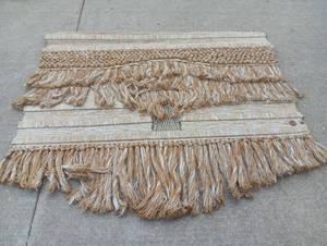 lot 332 image: Handwoven Fiber Wall Hanging with Fringe and Texture