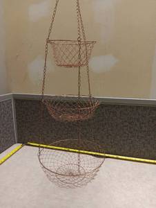 lot 347 image: 3-Tier Copper Wire Hanging Basket