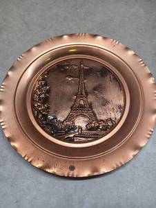 lot 350 image: Creations Lonval French Copper Eiffel Tower Embossed Wall Plate
