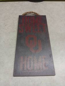 lot 353 image: Oklahoma Sooners Home Sweet Home Wooden Wall Sign