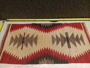 lot 358 image: Navajo Style Hand-Woven Wool Rug with Geometric Pattern