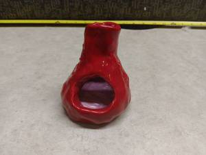 lot 391 image: Red Glazed Ceramic Heart-Shaped Candle Holder