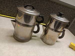lot 400 image: Stainless Steel Stovetop Coffee Percolator Set of Two
