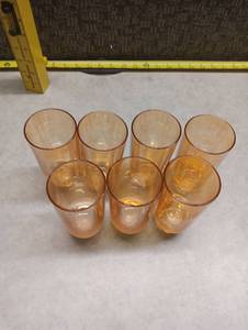 lot 403 image: Marigold Carnival Glass Tumblers Set of 7