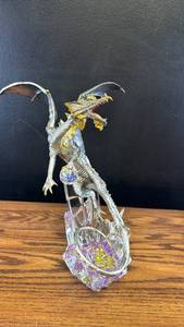 lot 60468 image: Franklin Mint Silver and Gold Dragon Figurine on Crystal Base