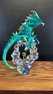 lot 60472 image: Franklin Mint Teal Dragon Crystal Sculpture Figurine