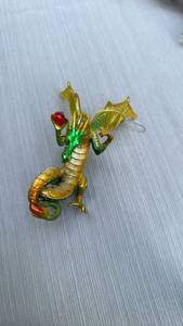 lot 888097 image: Green and Gold Dragon Figurine with Wings