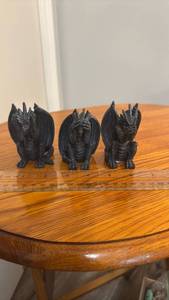 lot 888165 image: Set of 3 Miniature Dragon Figurines See No Evil Hear No Evil Speak No Evil