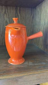 Vintage Fiesta A.D. Demitasse Coffeepot in Original Red Glaze For Sale | Circa 1936-1942