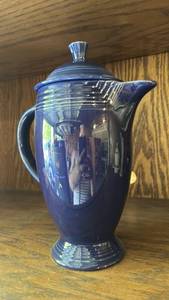 lot 6506 image: Vintage Fiesta Coffee Pot in Original Cobalt Blue Glaze  Circa 1936-1951