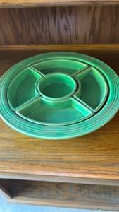 Vintage Fiesta Relish Tray in All Turquoise Glaze, Fully Marked Example | Circa 1937-1946