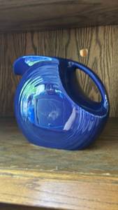 lot 6512 image: Vintage Fiesta Disc Water Pitcher in Original Cobalt Blue Glaze  Circa 1938-1951