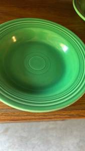 lot 6520 image: Fiesta Ware Green Wide Rim Soup Bowls Set of 4