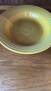 lot 6521 image: Fiesta HLC USA Wide Rim Yellow Soup Bowls Set of 2