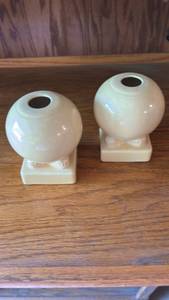 lot 6524 image: Vintage Fiesta Bulb Candle Holders in Original Ivory Glaze For Sale  Circa 1936-1946