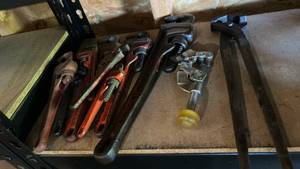 lot 6495 image: Set of Pipe Wrenches and Plumbing Tools